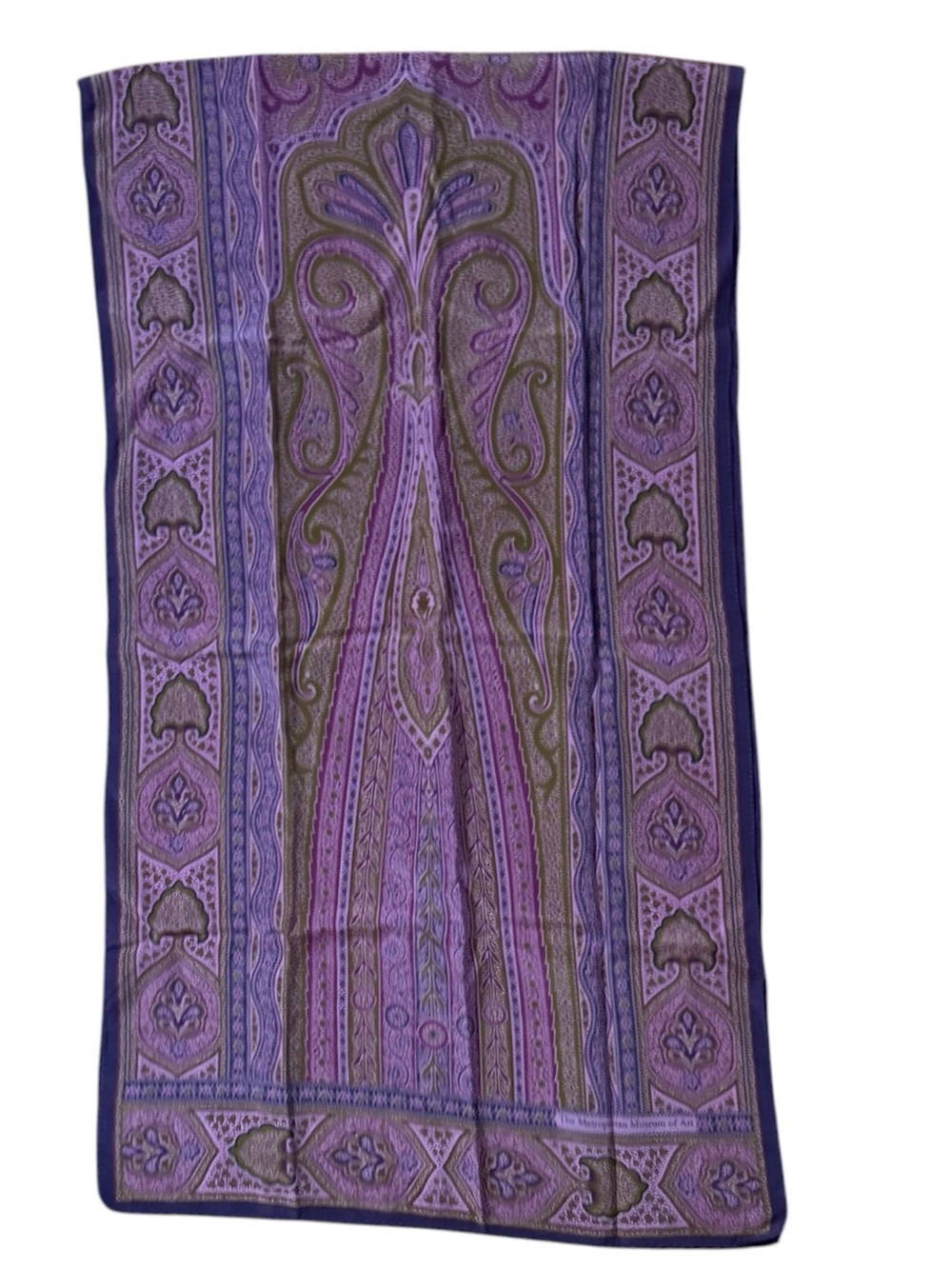 Metropolitan Museum Purple Paisley Pattern silk Scarf